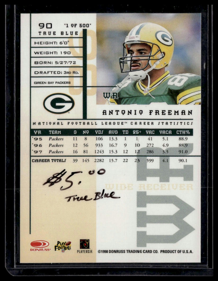 1998 Leaf Rookies & Stars #90 Antonio Freeman True Blue