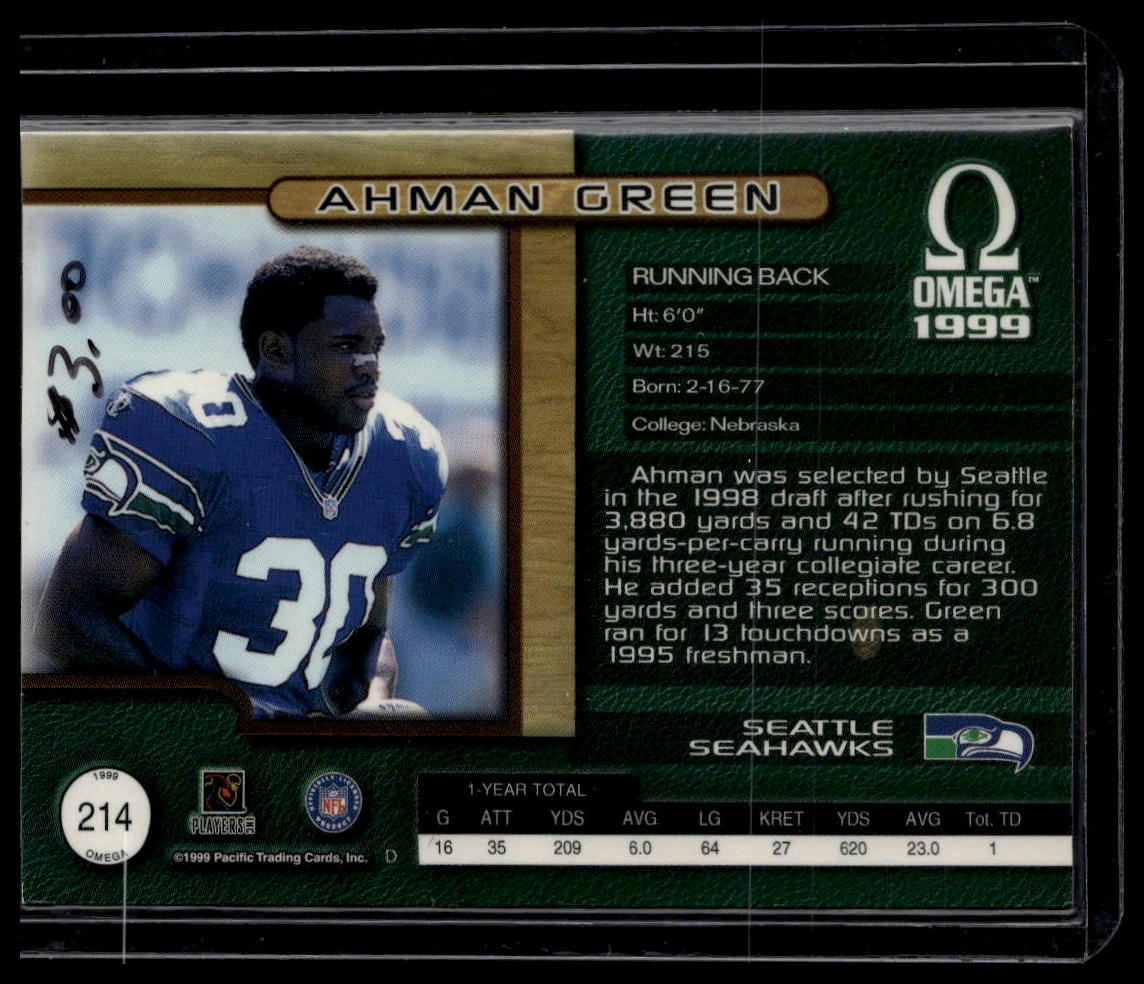 1999 Pacific Omega #214 Ahman Green Gold #/299