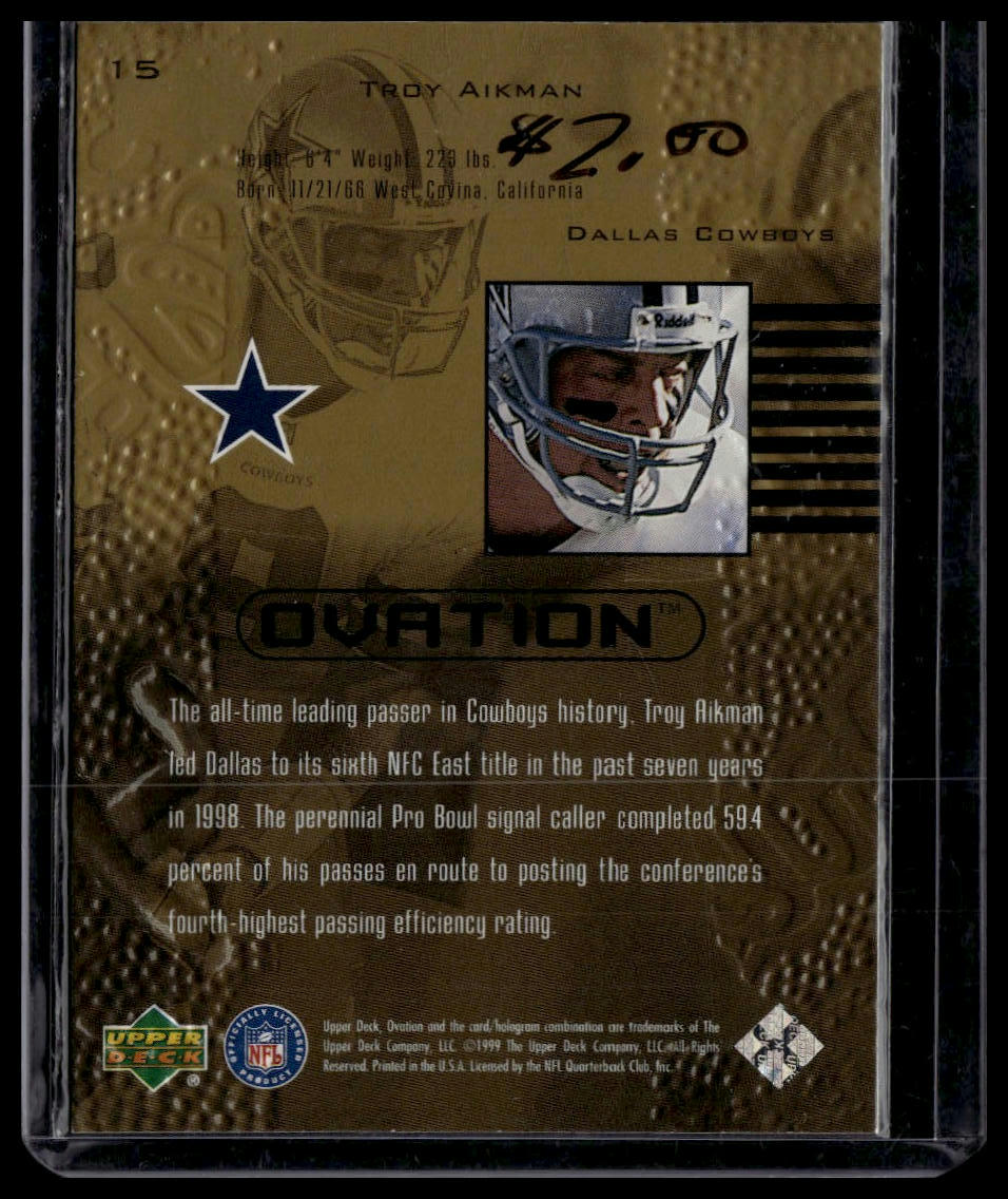 1999 Upper Deck Ovation #15 Troy Aikman