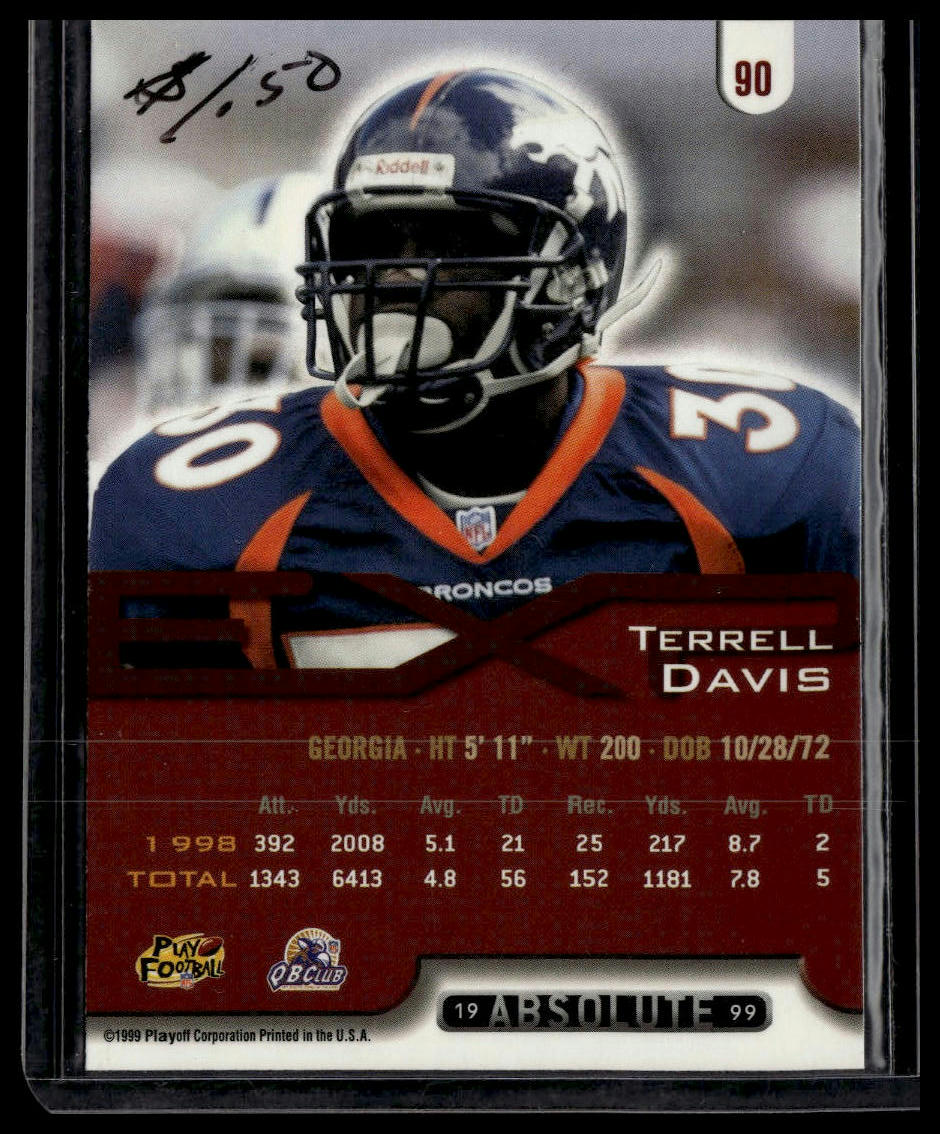 1999 Playoff Absolute EXP #90 Terrell Davis