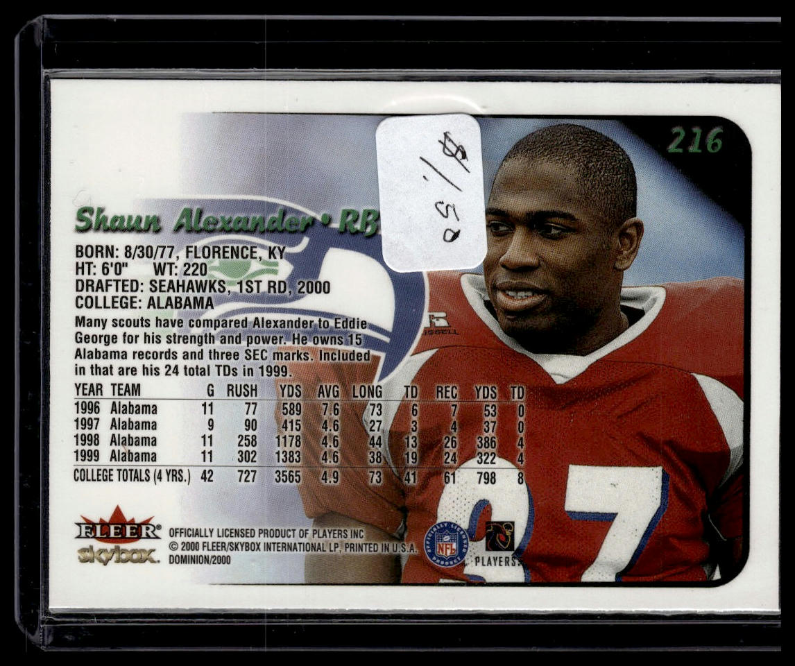 2000 SkyBox Dominion #216 Shaun Alexander