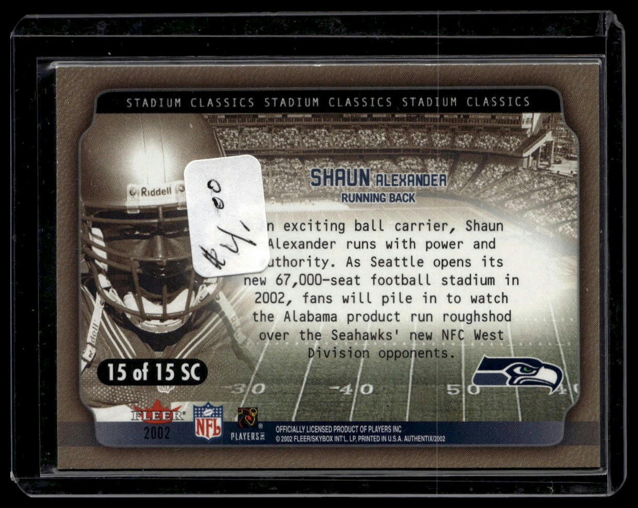 2002 Fleer Authentix #15 SC Shaun Alexander Stadium Classics