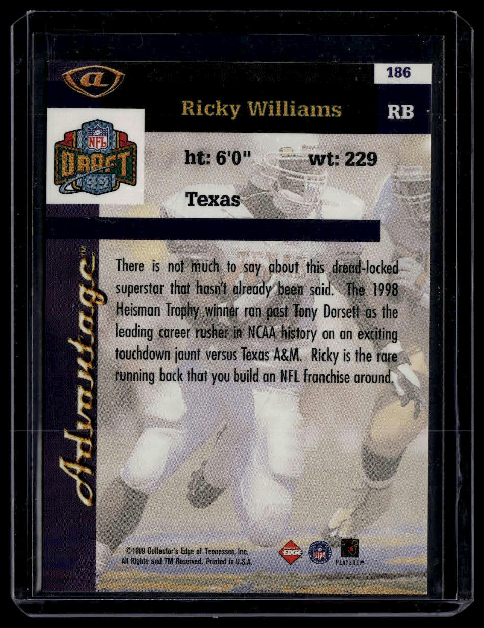 1999 Collector's Edge Advantage #186 Ricky Williams Gold Ingot