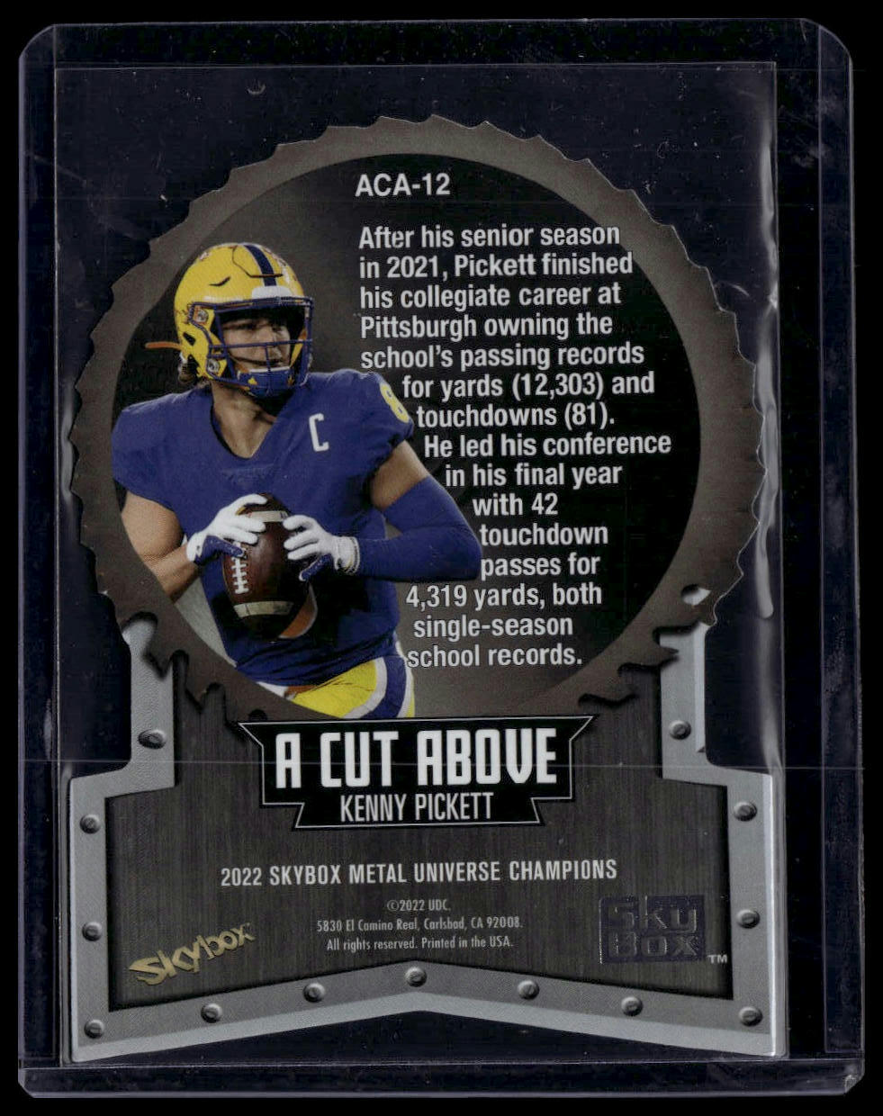 2022 SkyBox Metal Universe Champions #ACA-12 Kenny Pickett A Cut Above