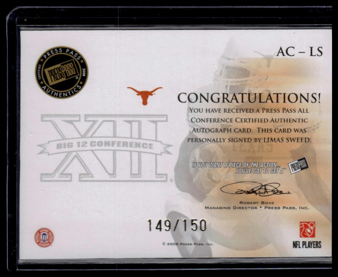 2008 Press Pass Legends #AC-LS Limas Sweed All Conference Autographs Gold #/150