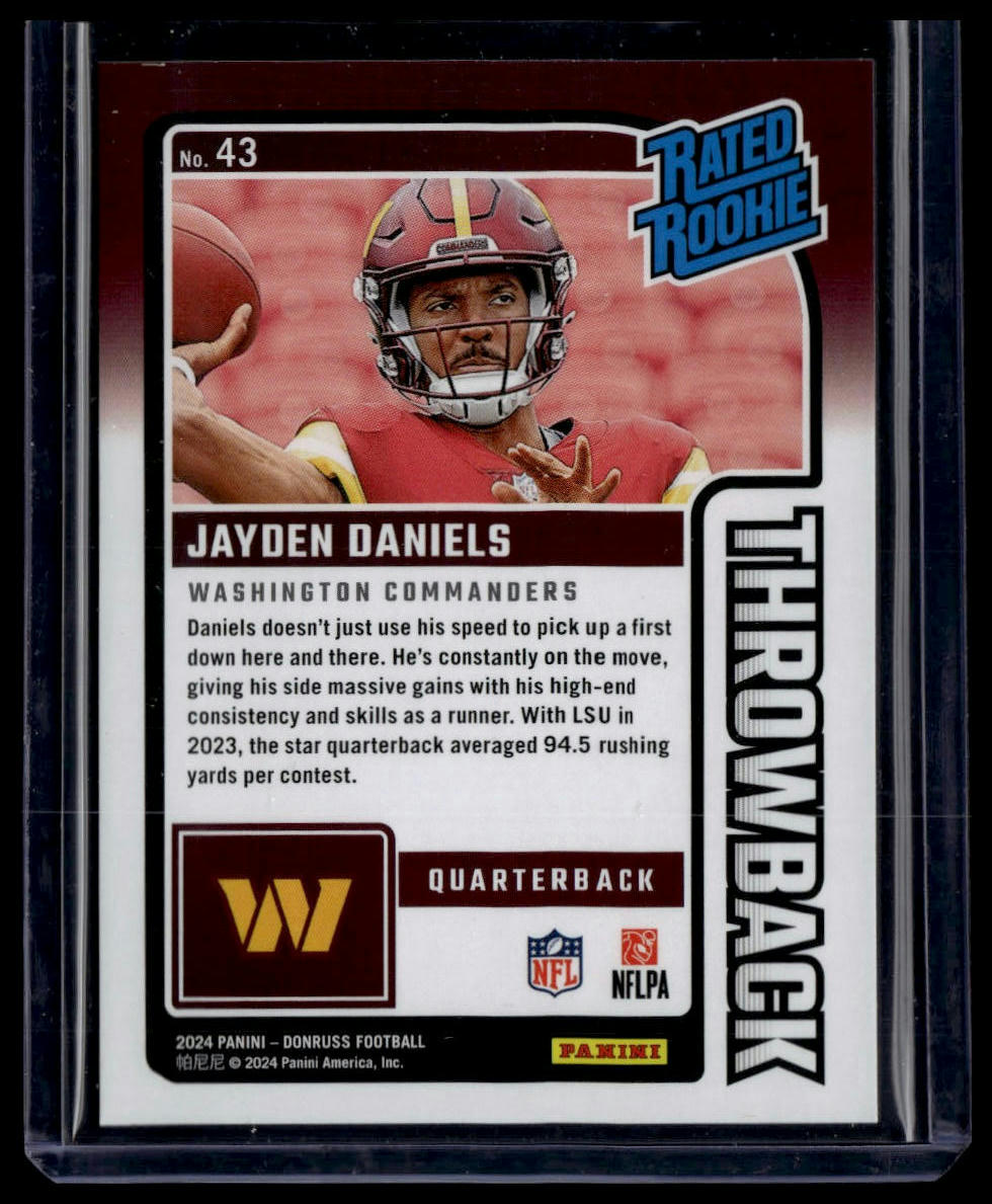 2024 Donruss #43 Jayden Daniels Rated Rookies Throwback