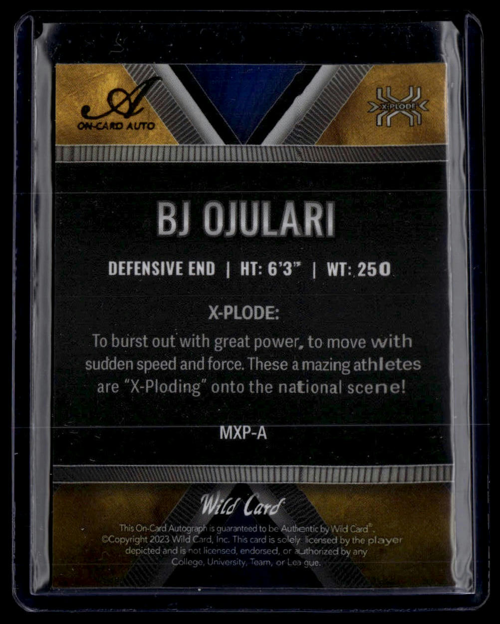 2023 Wild Card Matte - Xplode Blue/Gold #MXP-A BJ Ojulari #/3