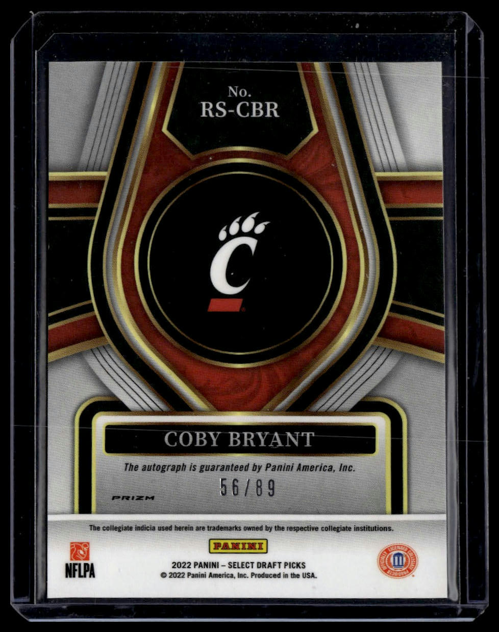 2022 Panini Select Draft Picks #RS-CBR Coby Bryant Signatures Purple Lazer /89