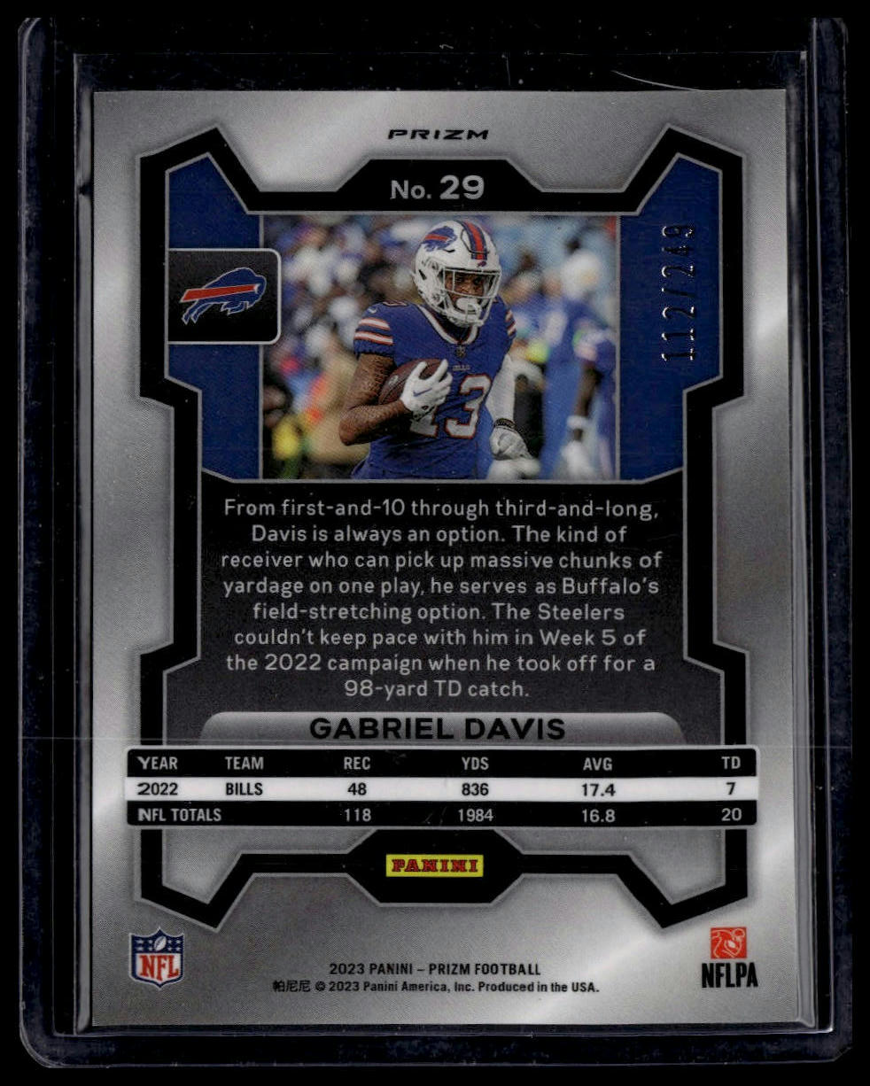 2023 Panini Prizm #29 Gabriel Davis Orange #/249