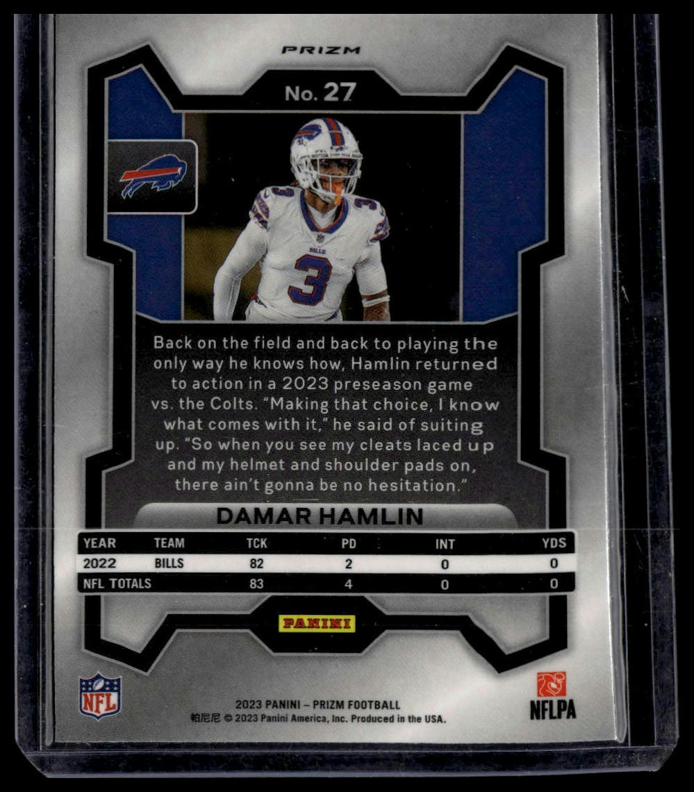 2023 Panini Prizm #27 Damar Hamlin Neon Green Pulsar
