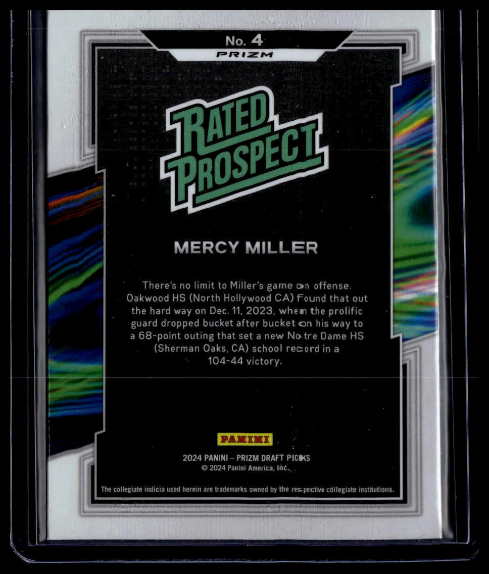 2024 Panini Prizm Draft Picks #4 Mercy Miller Rated Prospect Prizms Red Ice