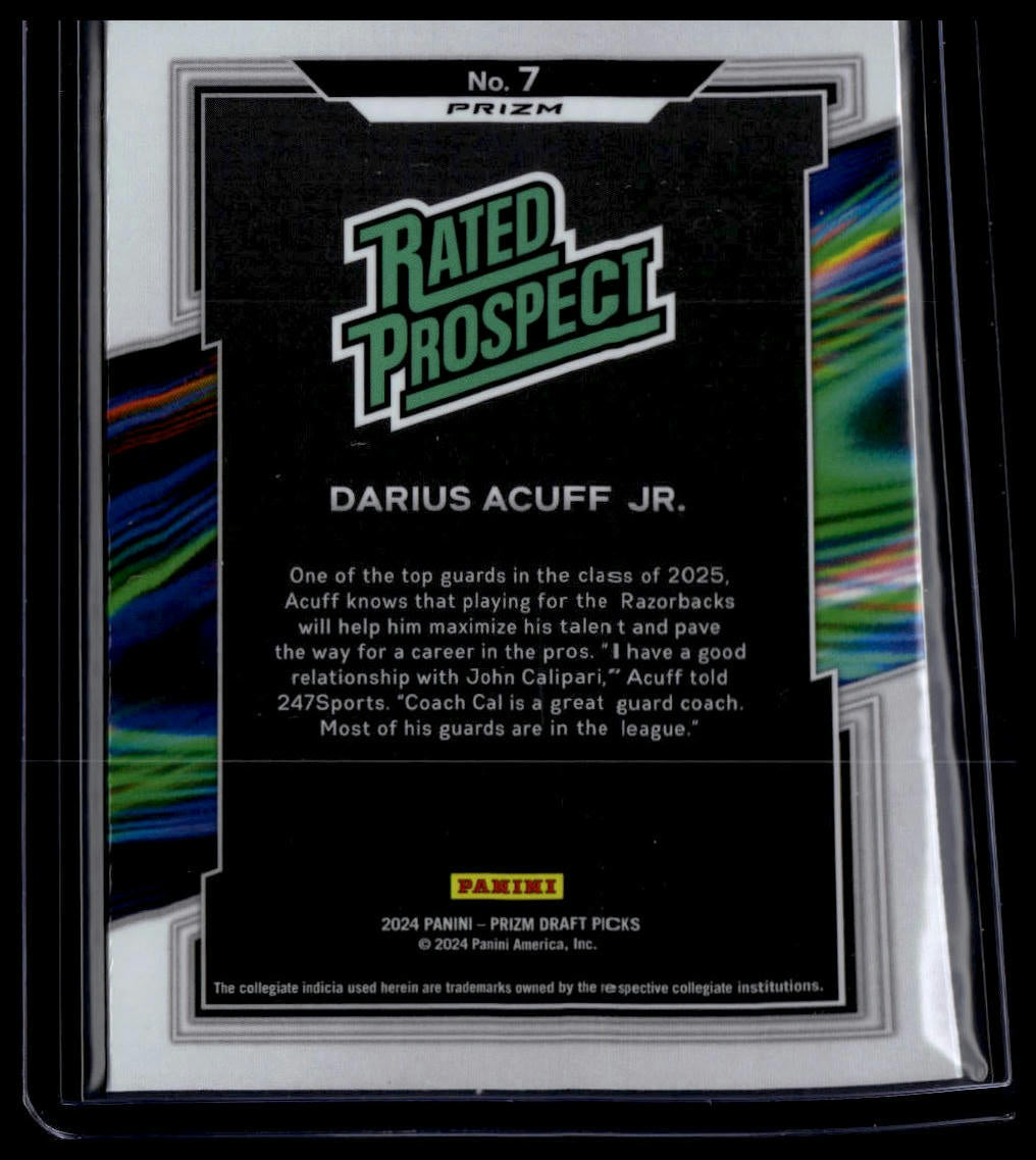 2024 Panini Prizm Draft Picks #7 Darius Acuff Jr. Rated Prospect Prizms Red Ice