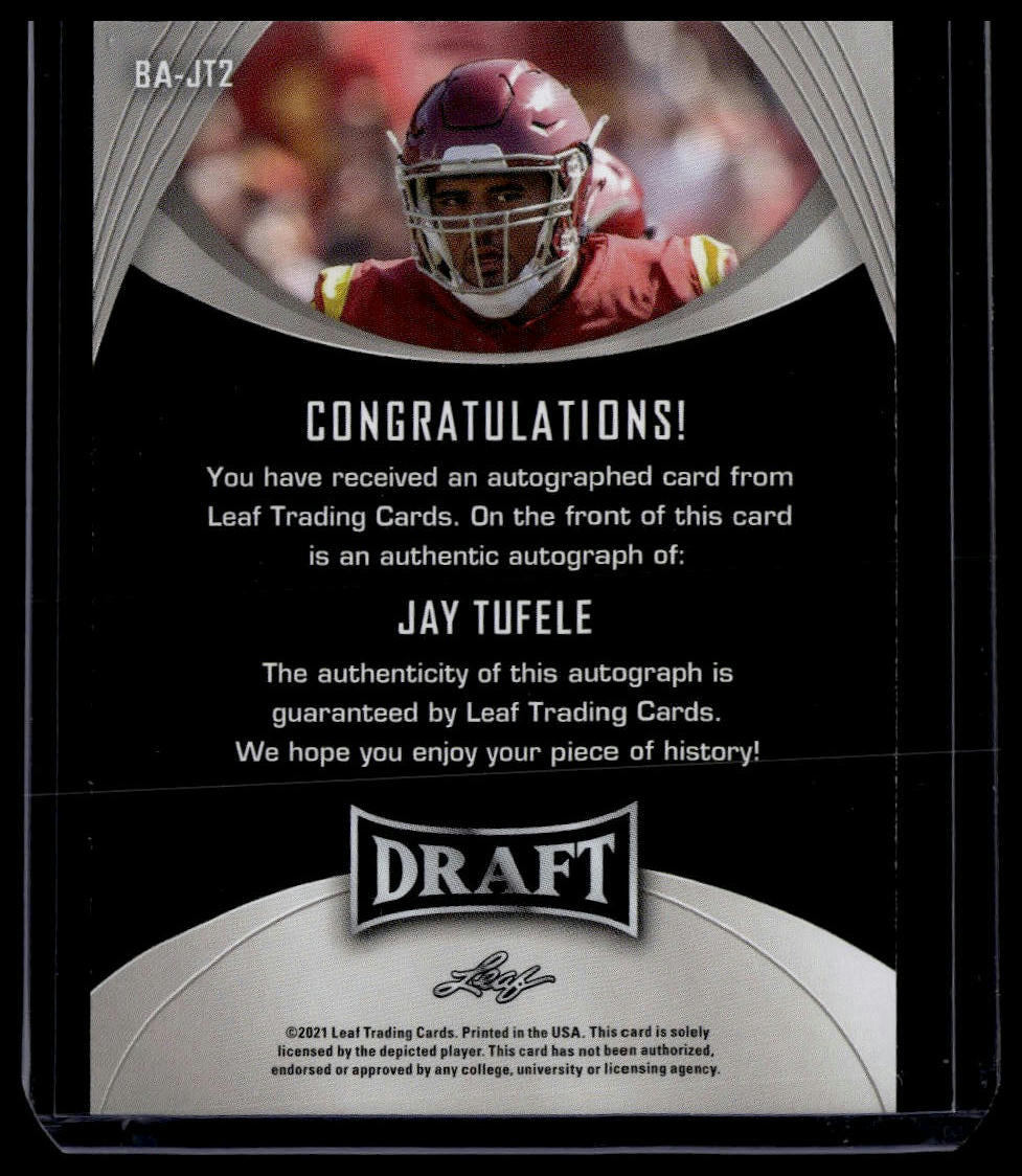 2021 Leaf Draft #BA-JT2 Jay Tufele Autographs Blue