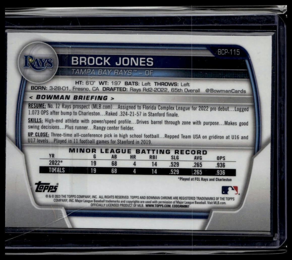 2023 Bowman #BCP-115 Brock Jones Chrome Prospects Mojo Refractors