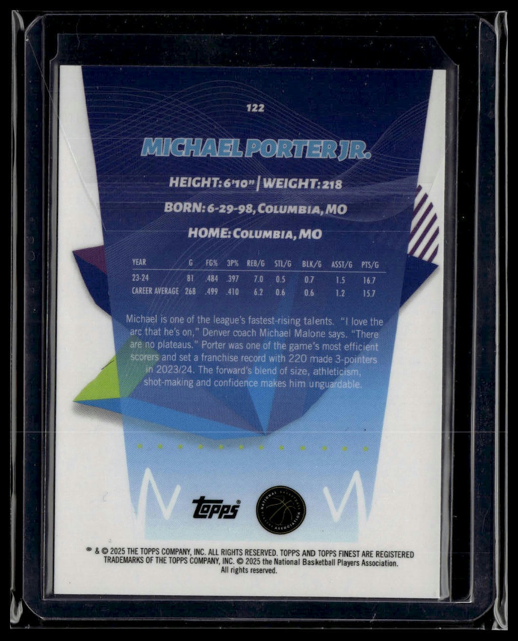 2024-25 Finest #122 Michael Porter Jr. Blue X-Factor #/75
