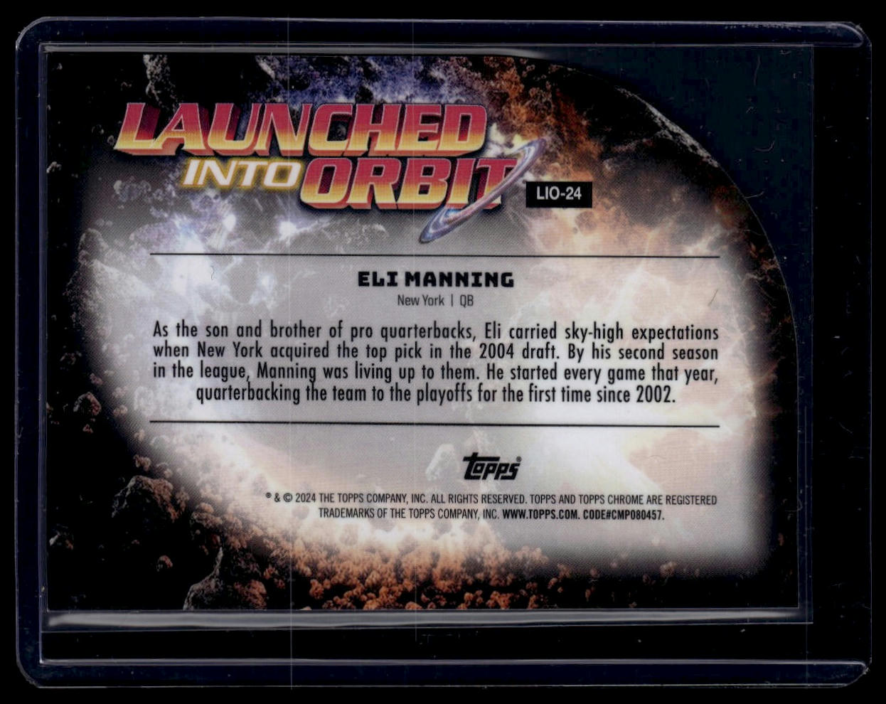 2024 Topps Chrome Cosmic #LIO-24 Eli Manning Launched Into Orbit