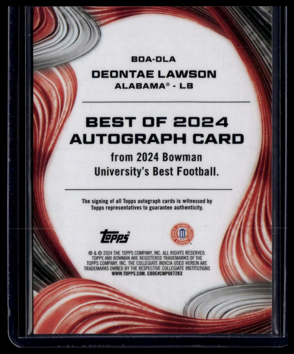 2024 Bowman U Best #BOA-DLA Deontae Lawson Autographs Yellow Refractor /75