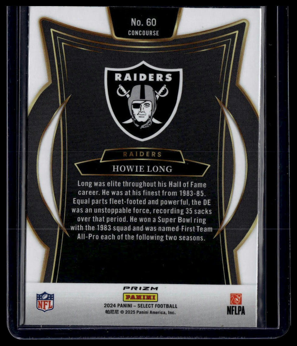 2024 Panini Select #60 Howie Long Red & Blue Prizm Shock