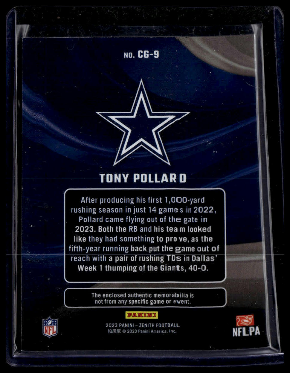 2023 Panini Zenith #CG-9 Tony Pollard Color Guard
