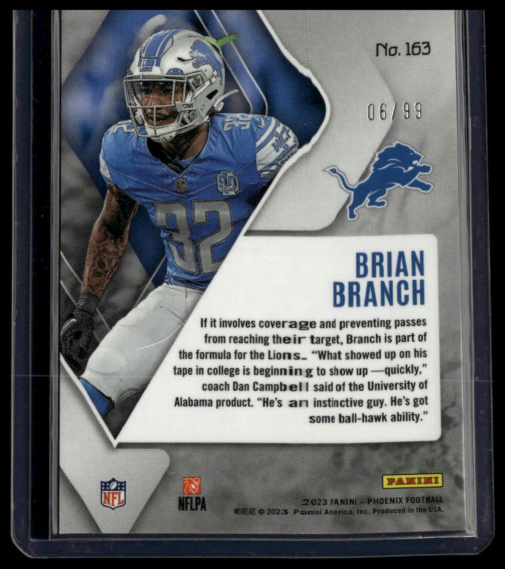 2023 Panini Phoenix #163 Brian Branch Orange Seismic #/99