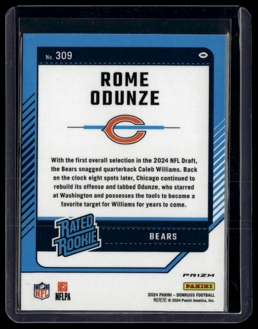 2024 Donruss #309 Rome Odunze Optic Rated Rookies Preview Blue Scope