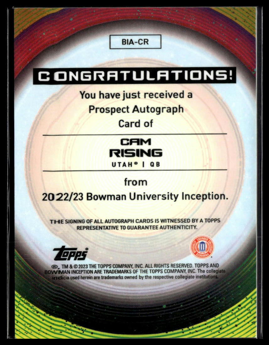 2022-23 Bowman U Inception #BIA-CR Cam Rising Autographs Blue Foil /99
