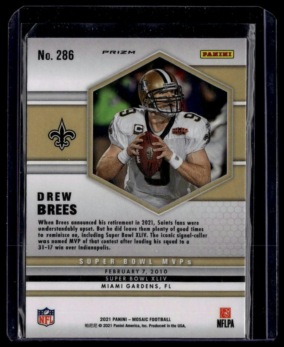 2021 Panini Mosaic #286 Drew Brees Prizm Green