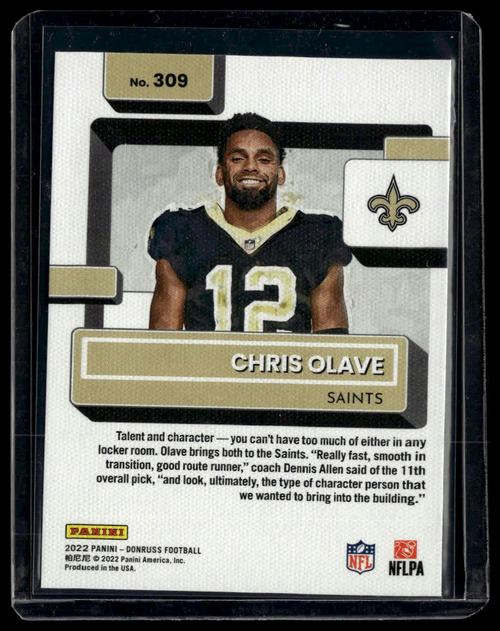 2022 Donruss #309 Chris Olave Rated Rookies Portrait