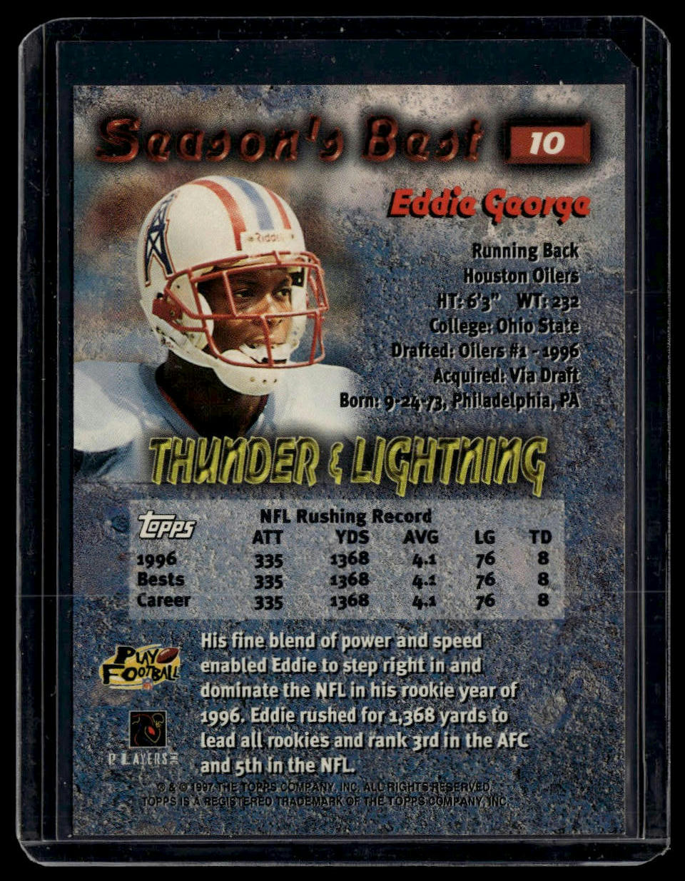 1997 Topps #10 Eddie George Season's Best
