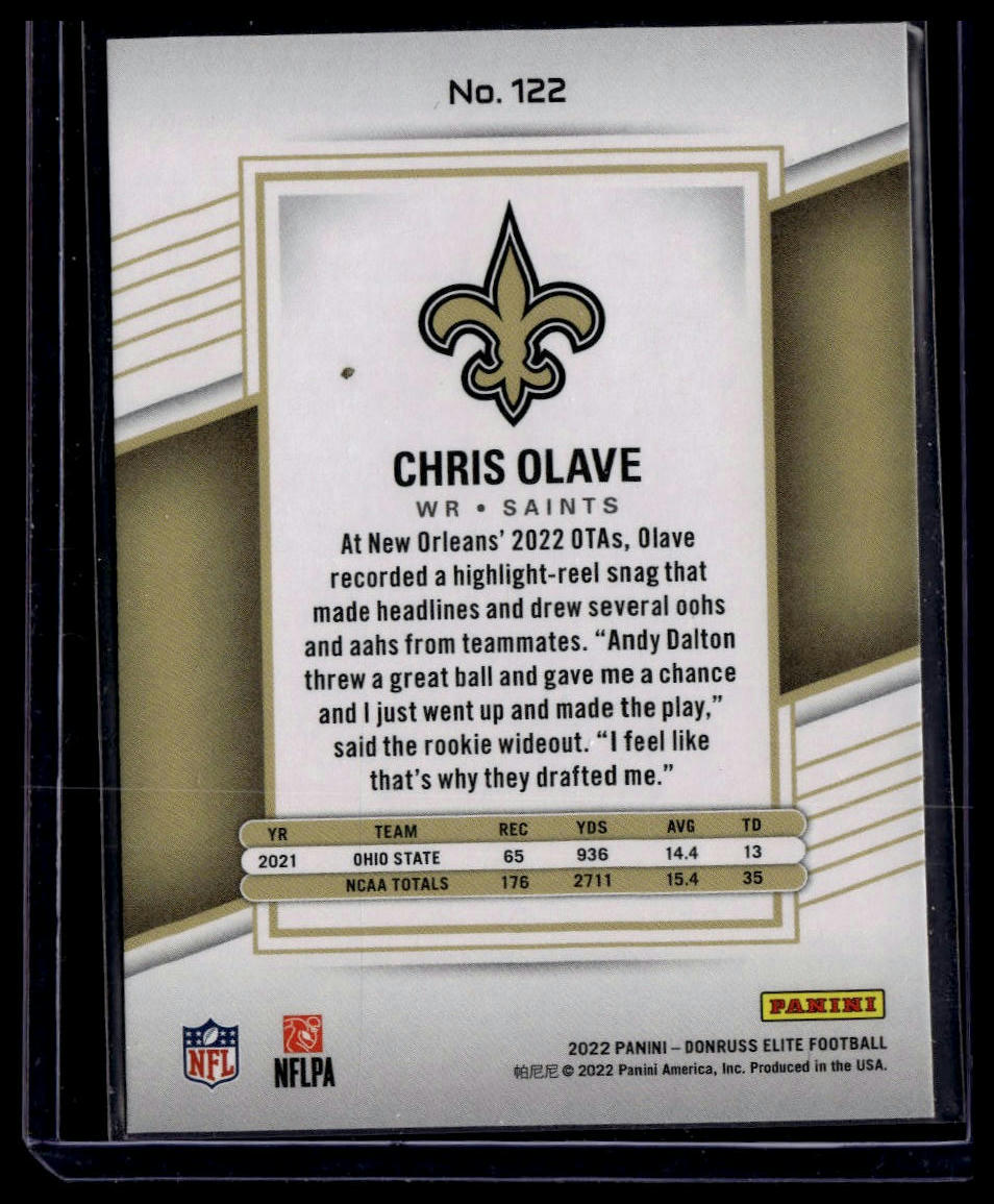 2022 Donruss Elite #122 Chris Olave Pink