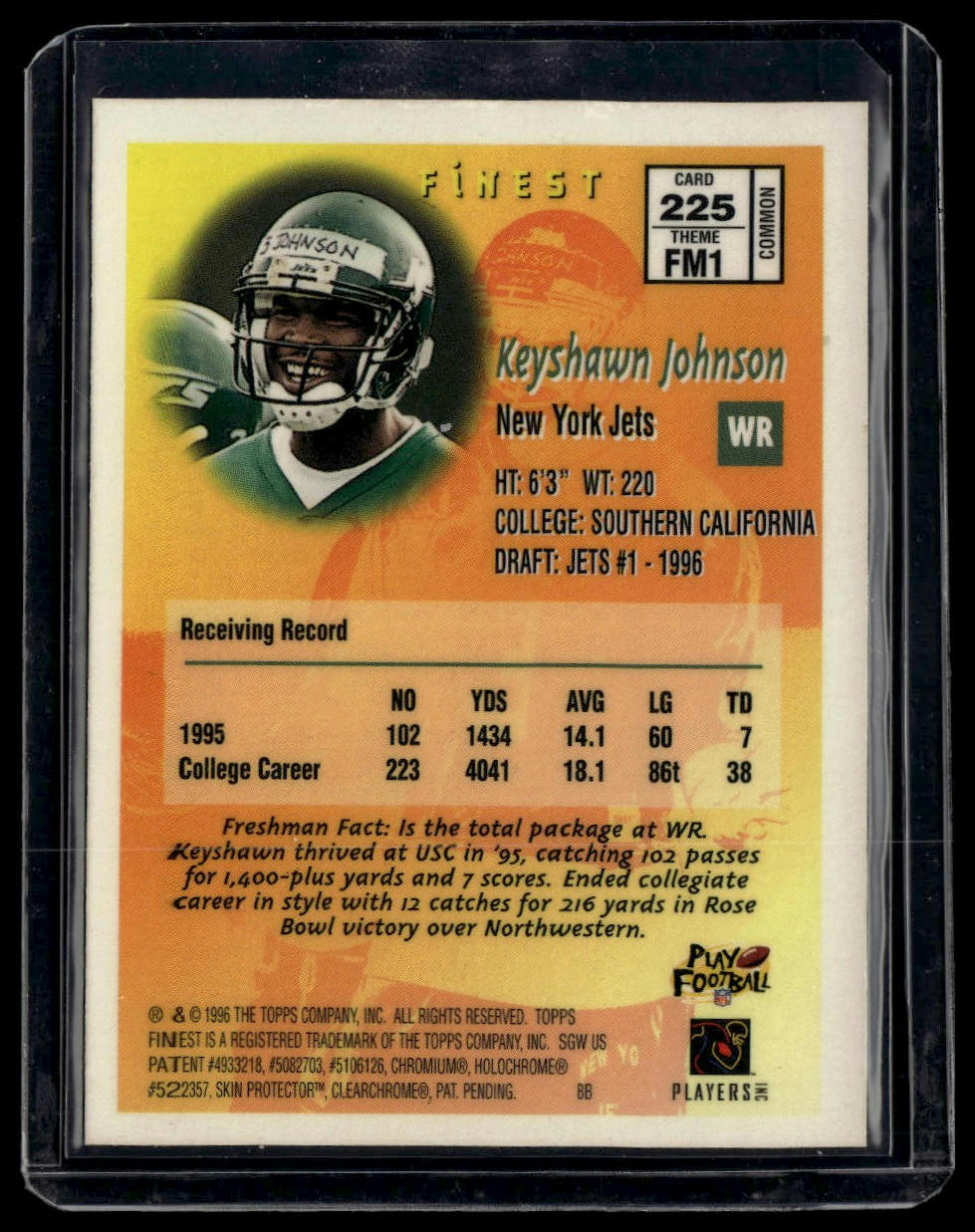 1996 Finest #225 Keyshawn Johnson