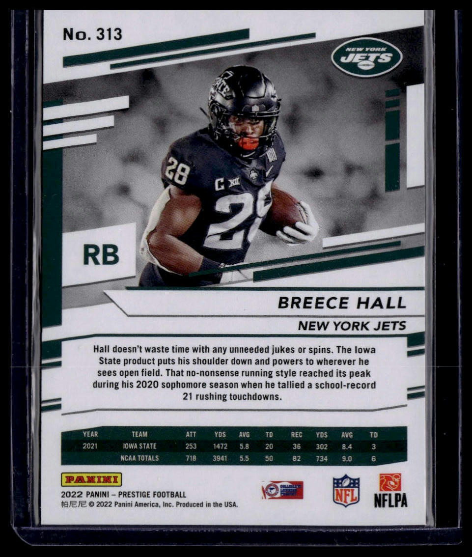 2022 Panini Prestige #313 Breece Hall Xtra Points Premium Blue #/299