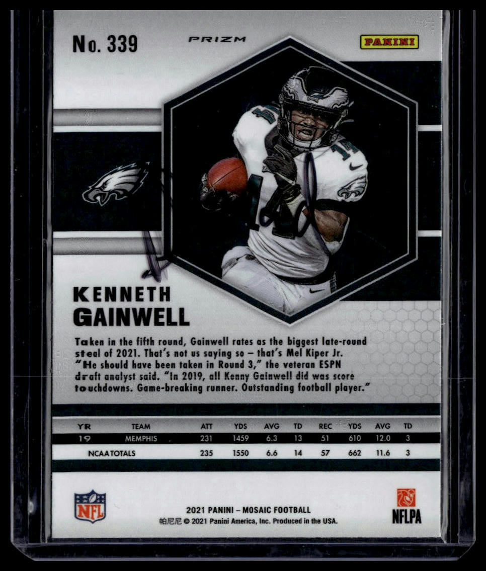 2021 Panini Mosaic #339 Kenneth Gainwell Prizm Camo Pink