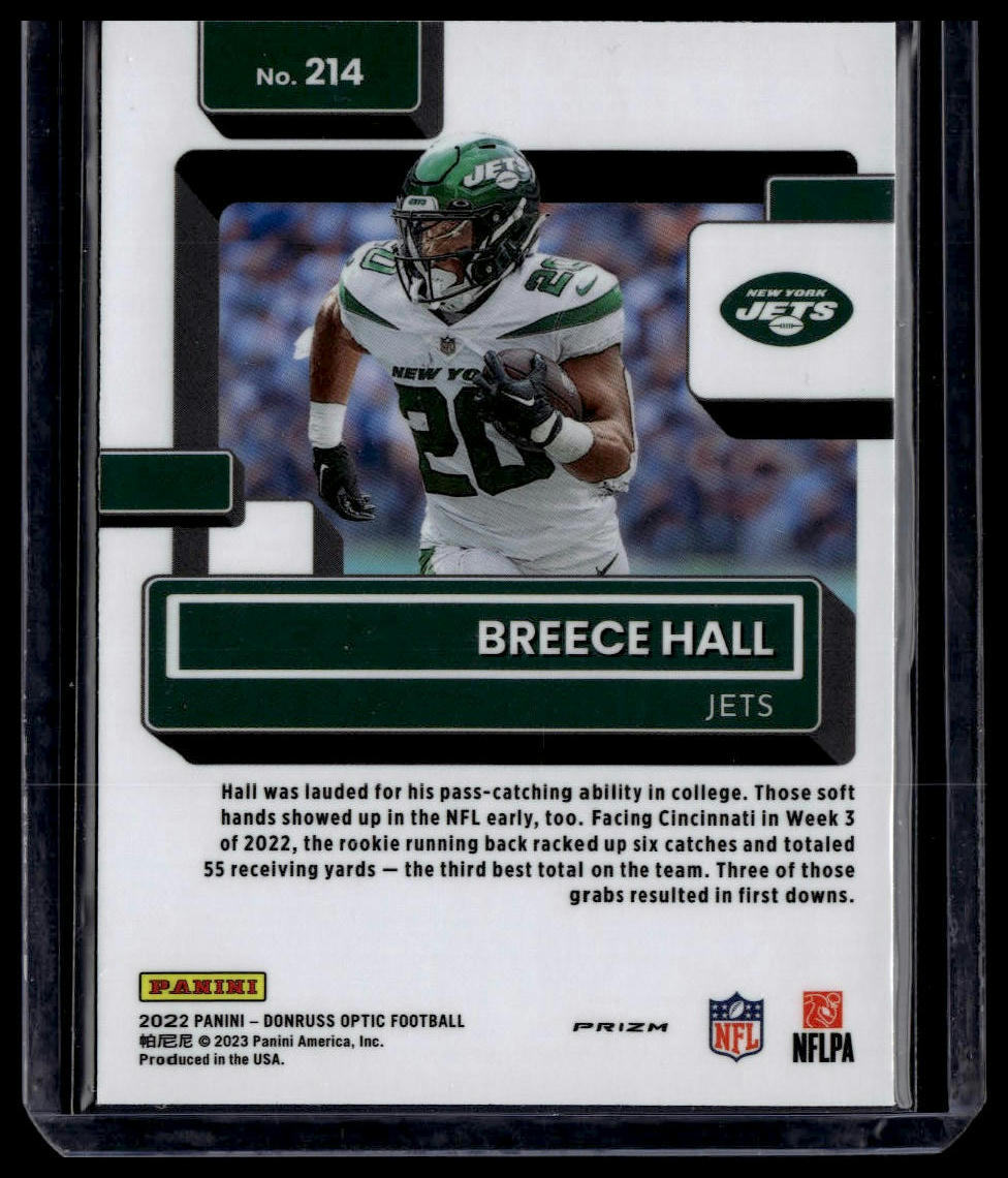 2022 Donruss Optic #214 Breece Hall Purple Shock