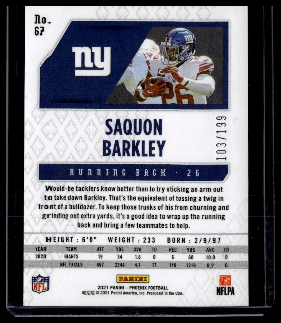 2021 Panini Phoenix #67 Saquon Barkley Pink #/199