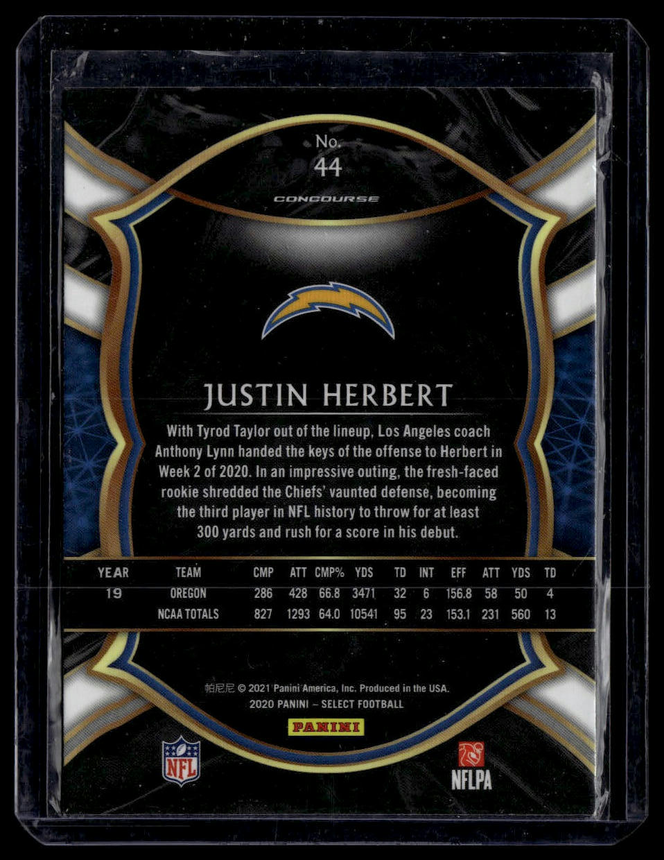 2020 Panini Select #44 Justin Herbert