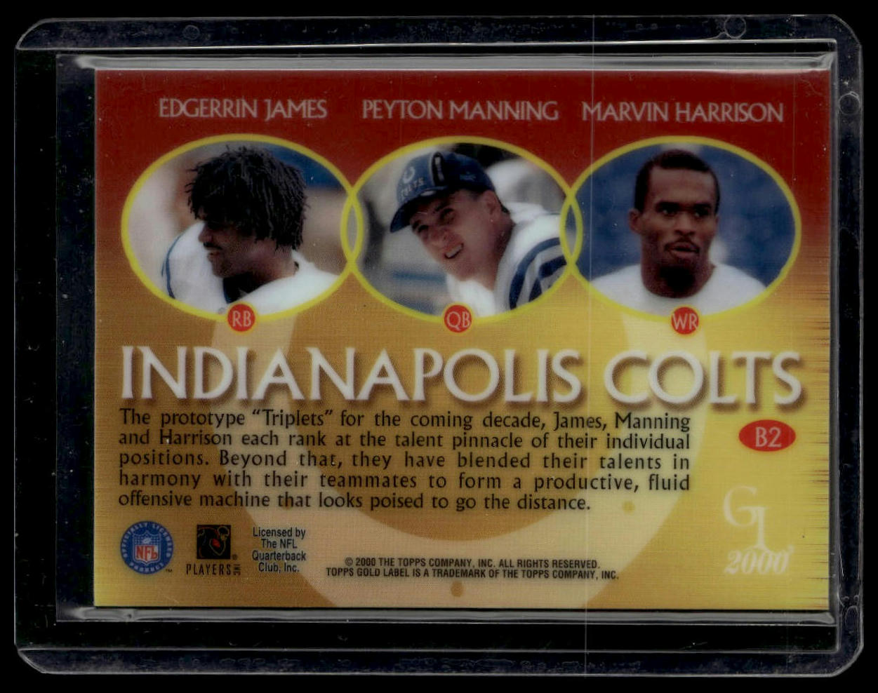 2000 Topps Gold Label #B2 James / Manning / Harrison Bullion