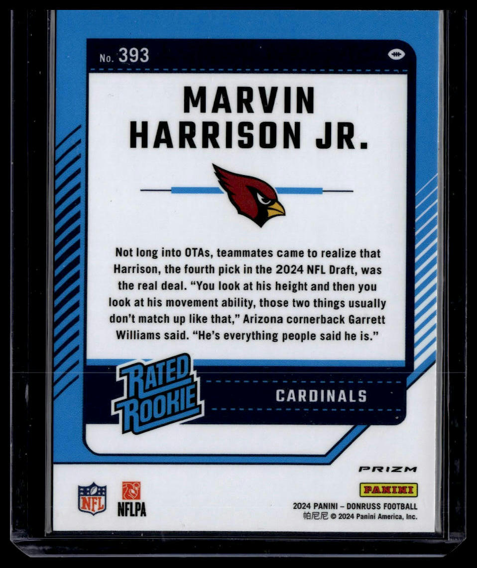 2024 Donruss #393 Marvin Harrison Jr. Optic Rated Rookies Preview Red Wave