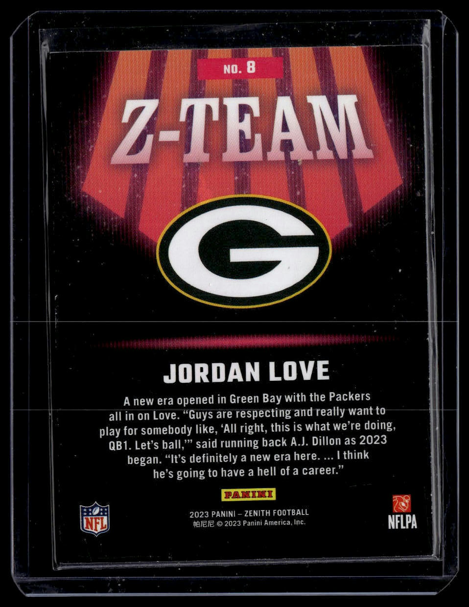2023 Panini Zenith #8 Jordan Love Z-Team