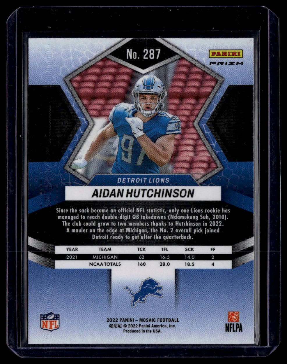 2022 Panini Mosaic #287 Aidan Hutchinson Mosaic Green