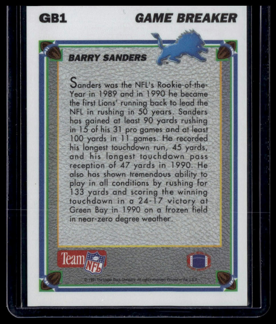 1991 Upper Deck #GB1 Barry Sanders Game Breakers