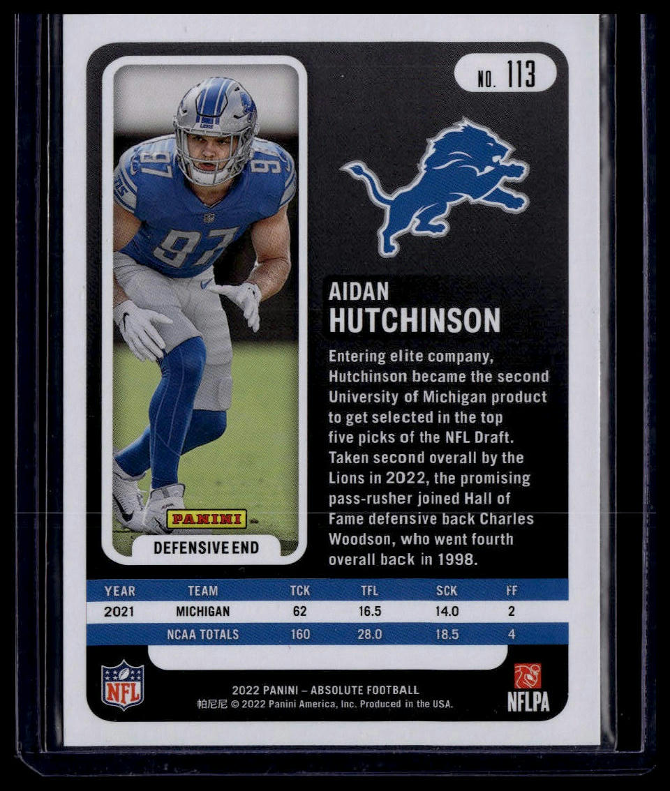 2022 Panini Absolute #113 Aidan Hutchinson Retail