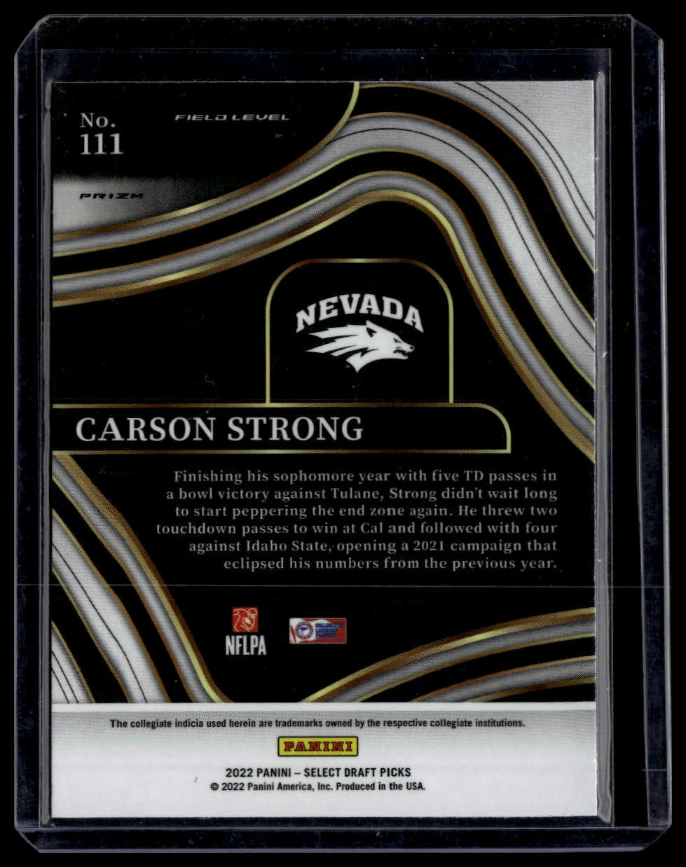 2022 Panini Select Draft Picks #111 Carson Strong Red Lazer Prizm