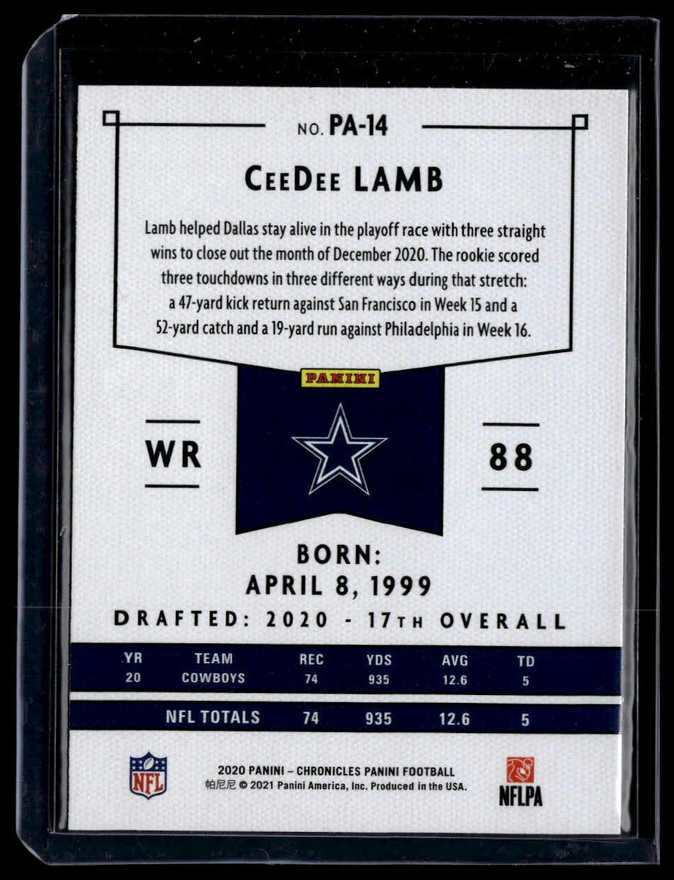 2020 Panini Chronicles #PA-14 CeeDee Lamb Panini