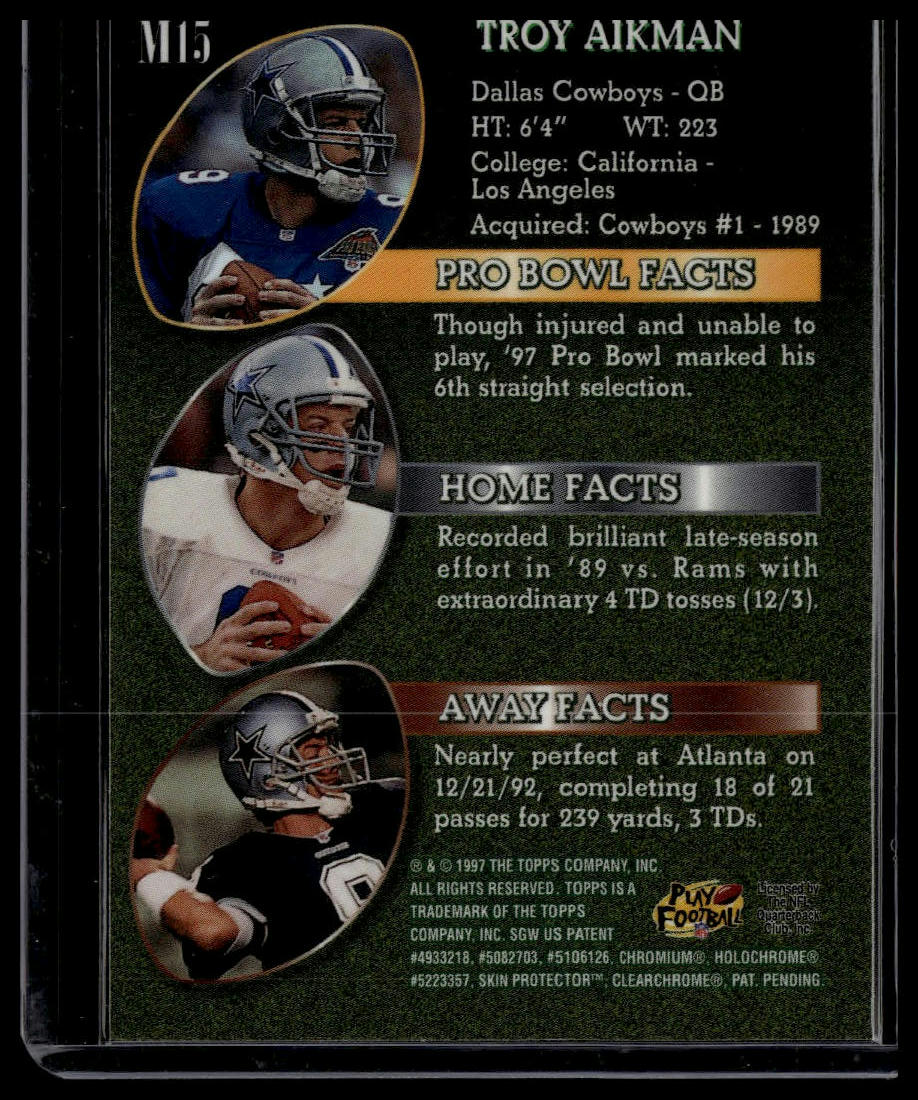 1997 Topps #M15 Troy Aikman Mystery Finest Bronze