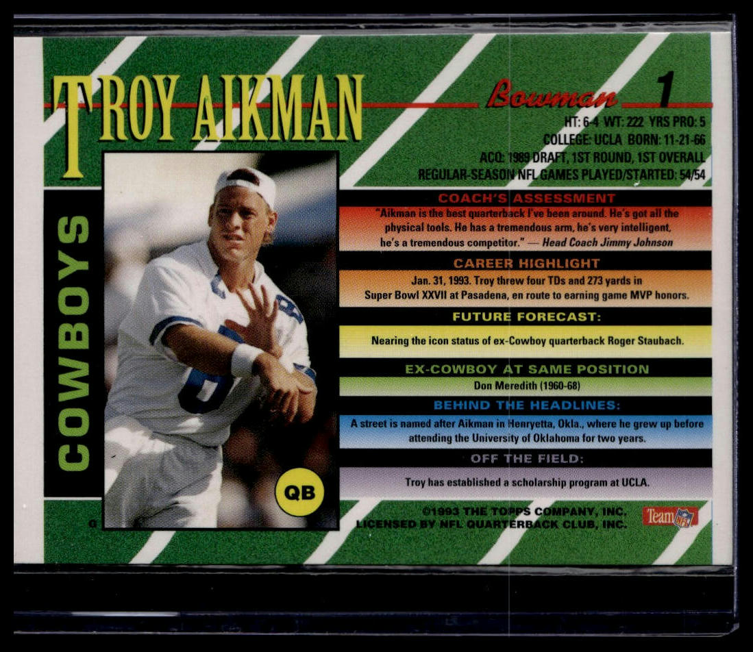 1993 Bowman #1 Troy Aikman