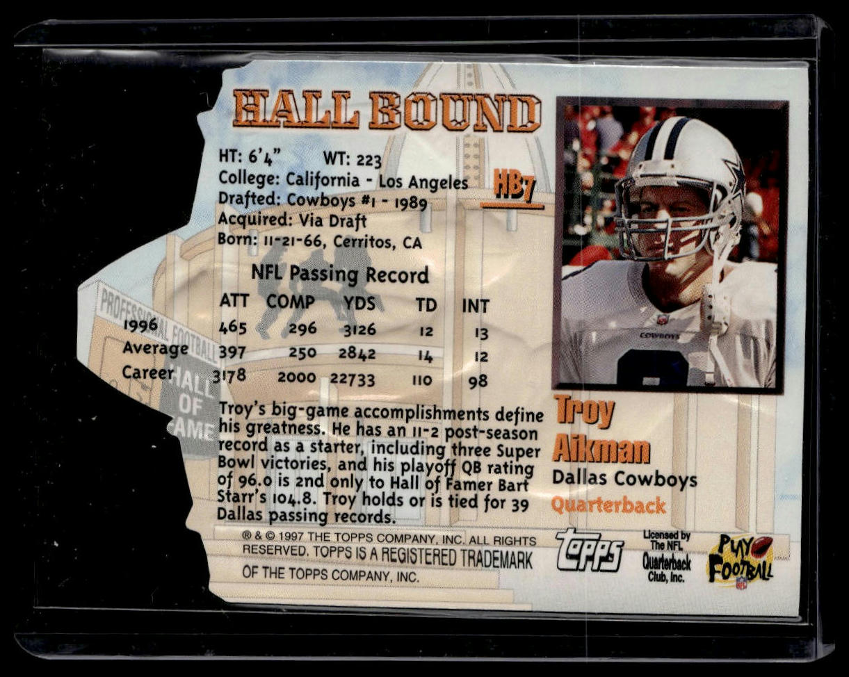 1997 Topps #HB7 Troy Aikman Hall Bound