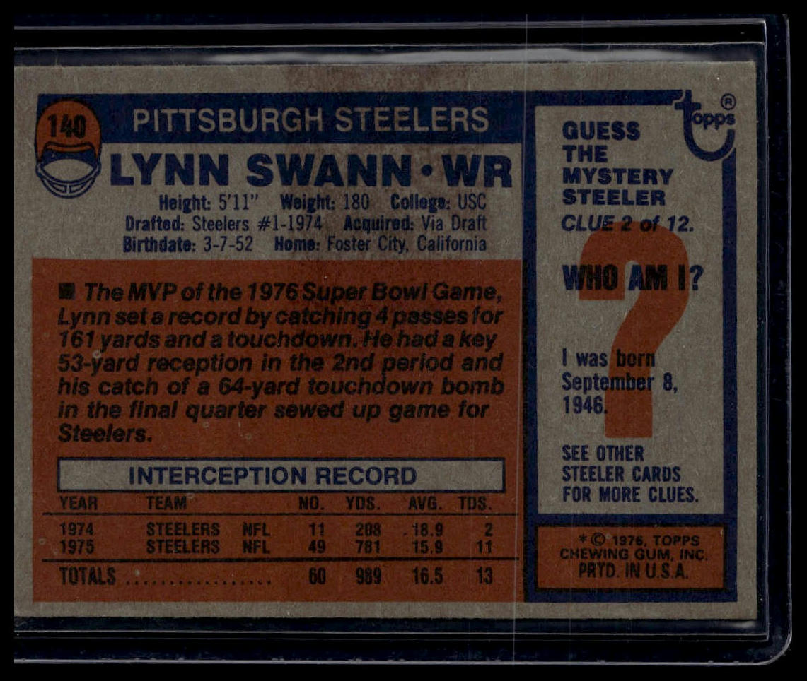 1976 Topps #140 Lynn Swann