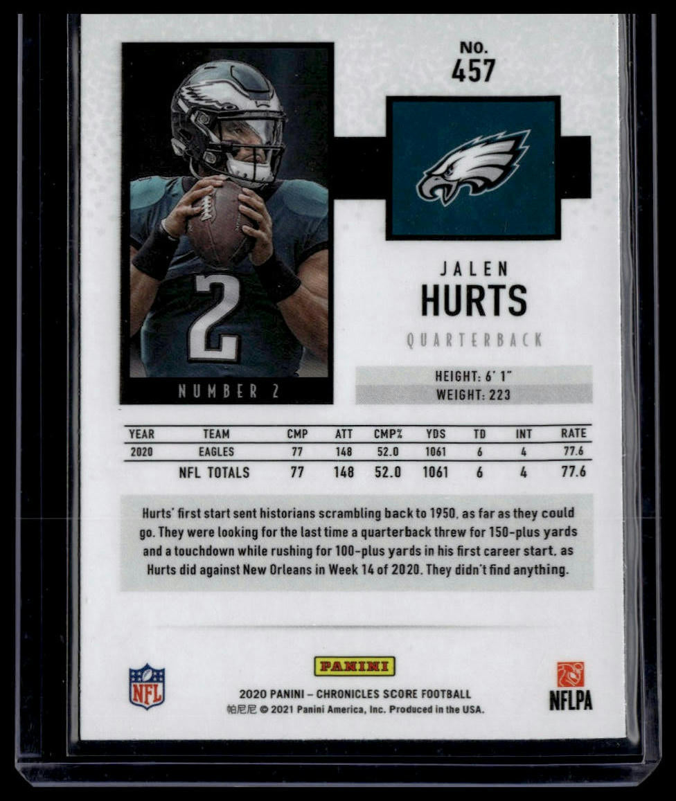 2020 Panini Chronicles #457 Jalen Hurts 2020 Score Update Rookies