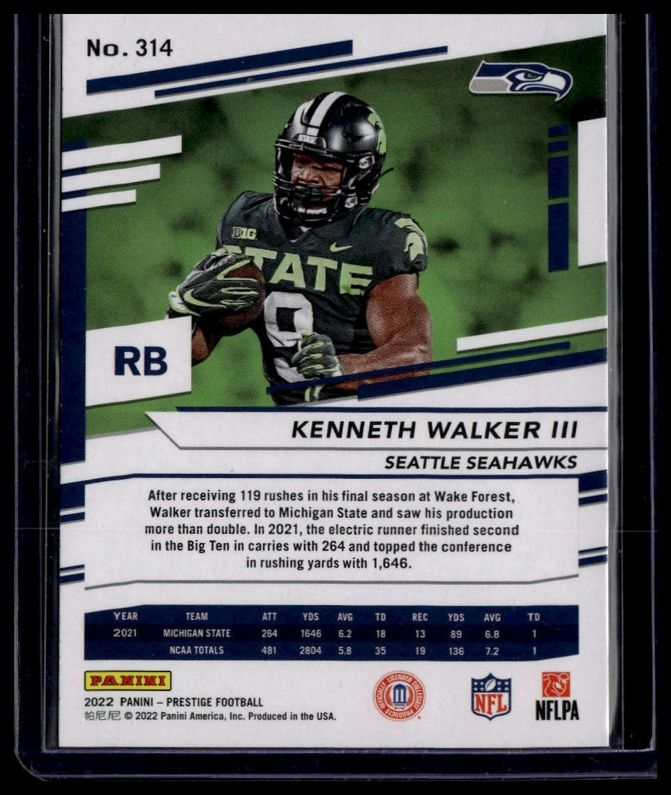 2022 Panini Prestige #314 Kenneth Walker III Xtra Points Sunburst